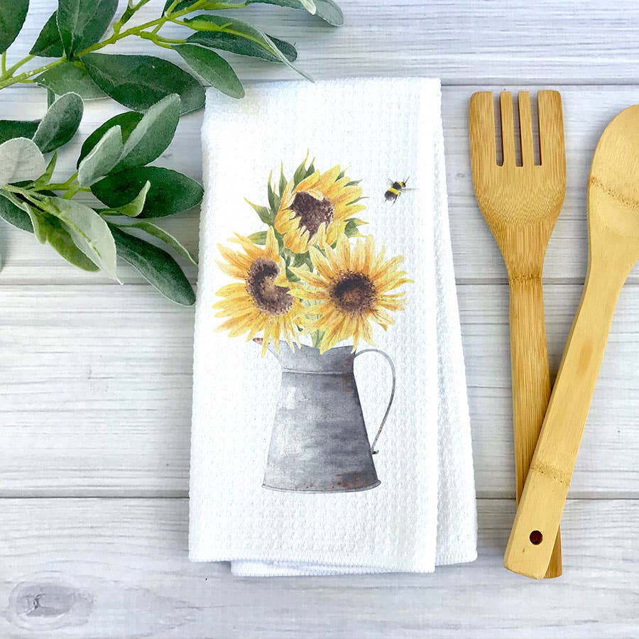 Sunflower Pail Dish Towel Decor