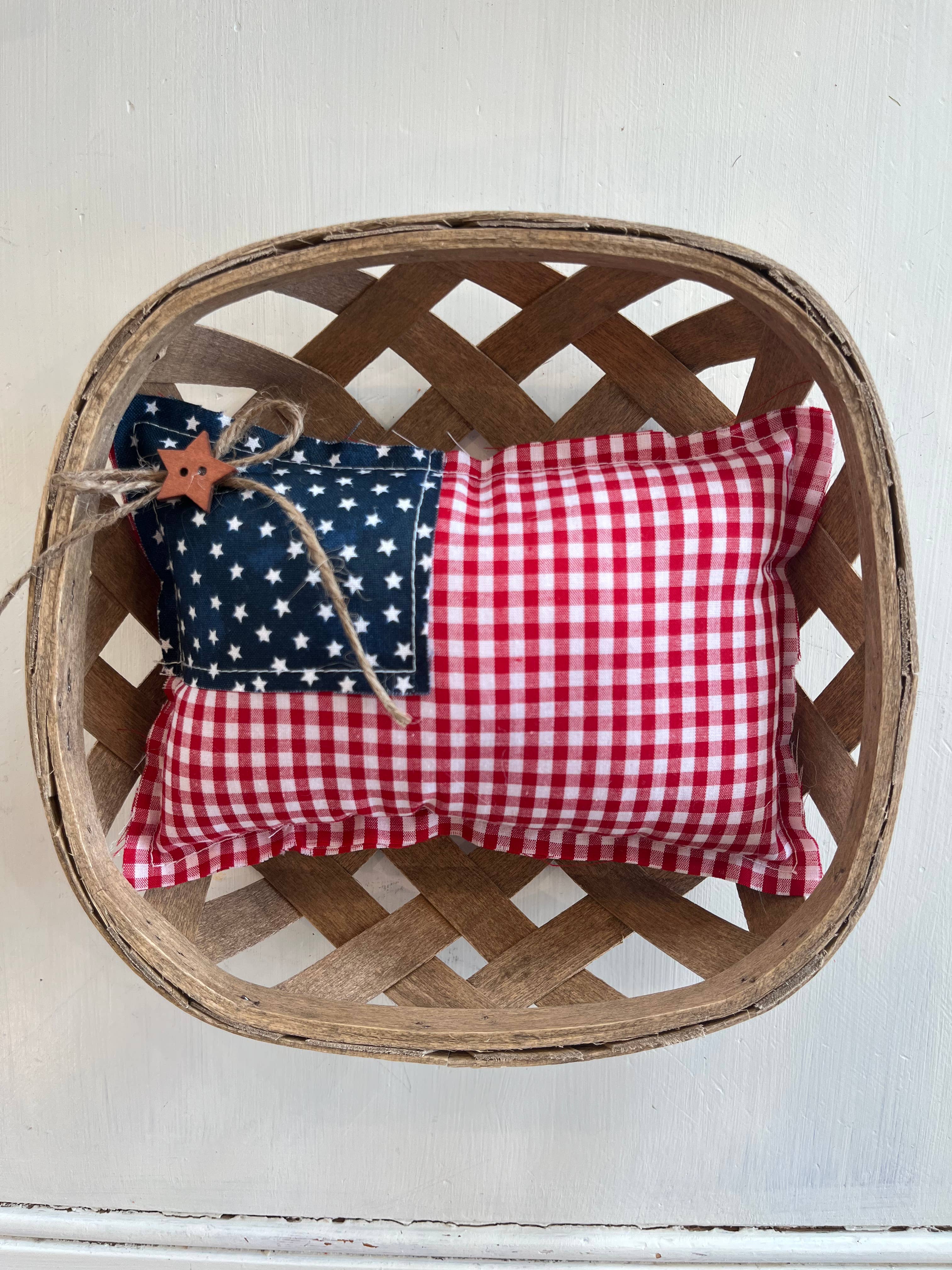 4th of July American Flag Mini Pillow-Gingham |