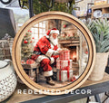8" Round Santa With Gifts Art