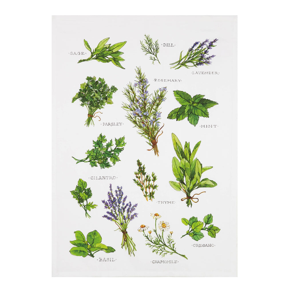 Field Guide Herbs Printed Kitchen Towel - Sally Eckman Roberts