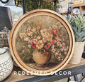 8" Round Rustic Floral Vase Art