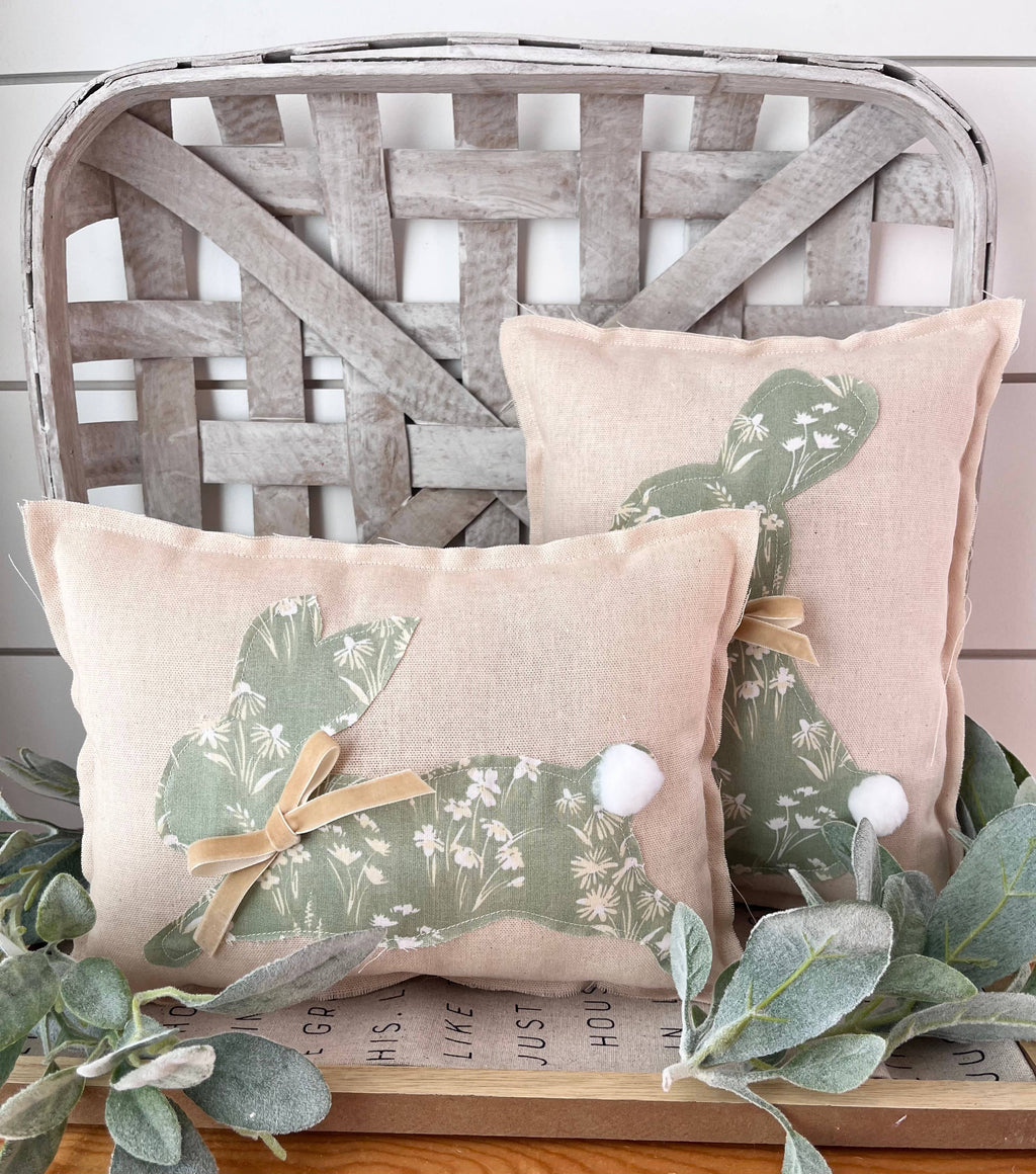 Primitive Farmhouse Easter Spring Bunny Pillow