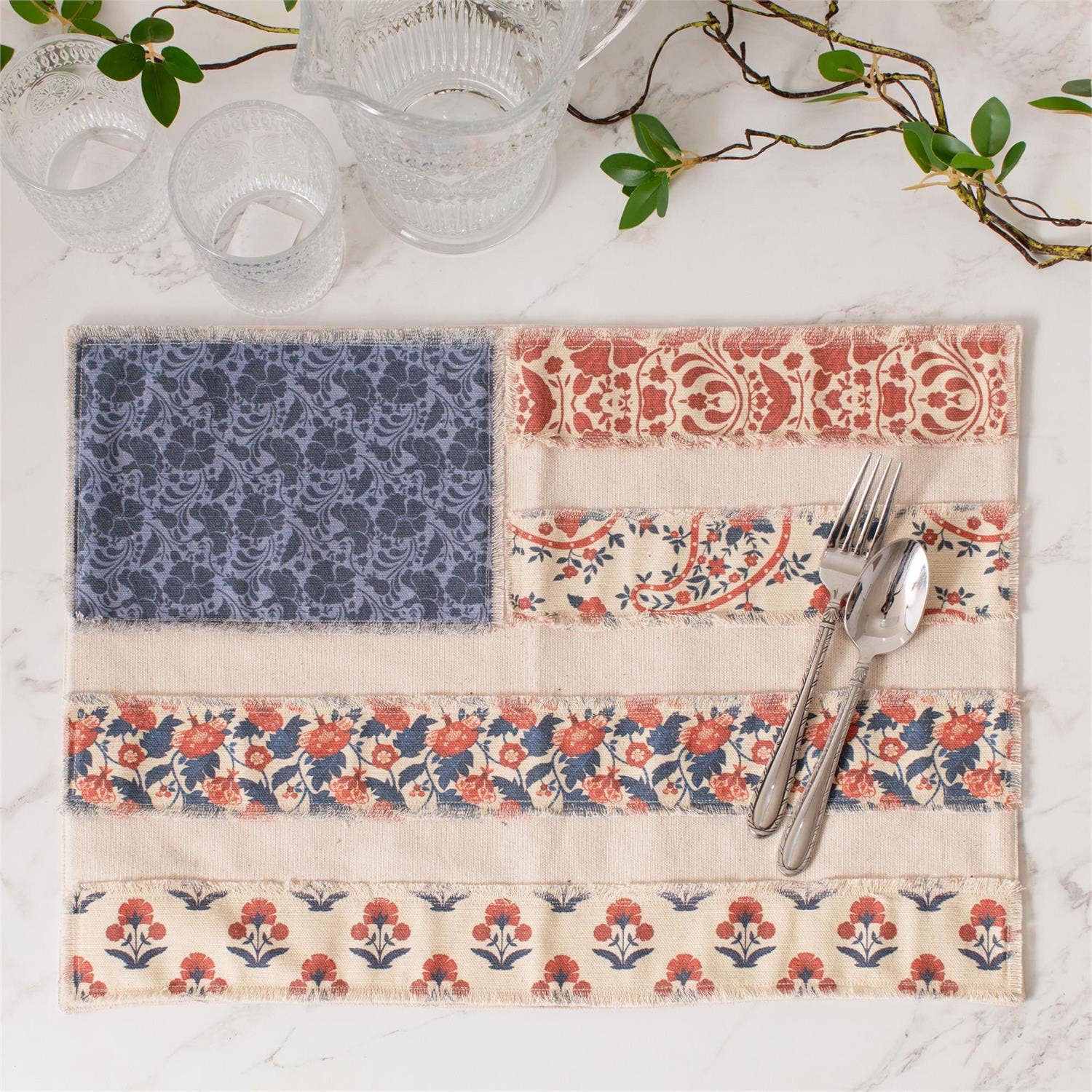 Placemats Set of 4 - Patchwork American Flag