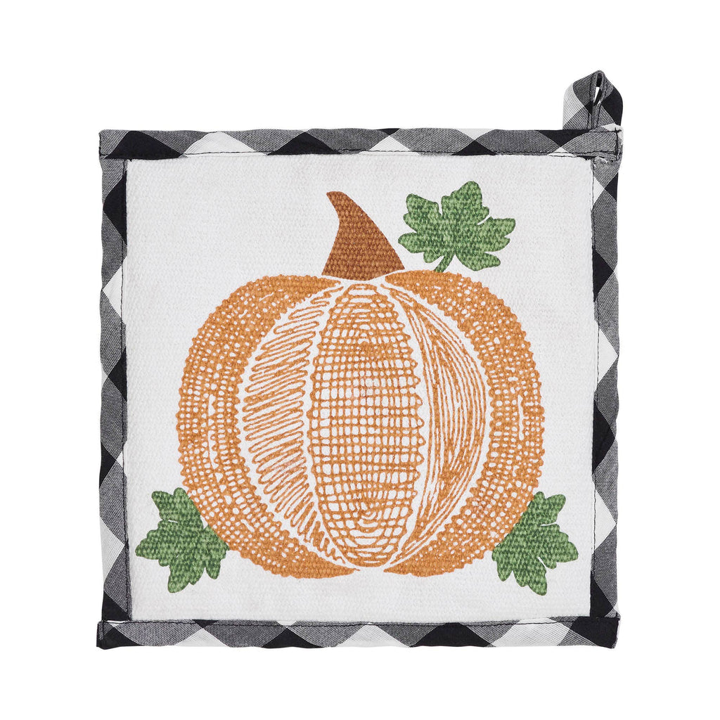 Black Buffalo Check Pumpkin Quilted Cotton Trivet 8x8