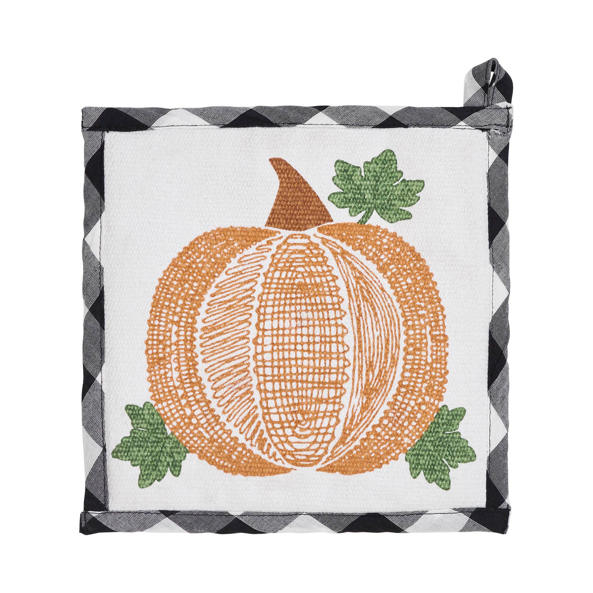 Black Buffalo Check Pumpkin Quilted Cotton Trivet 8x8