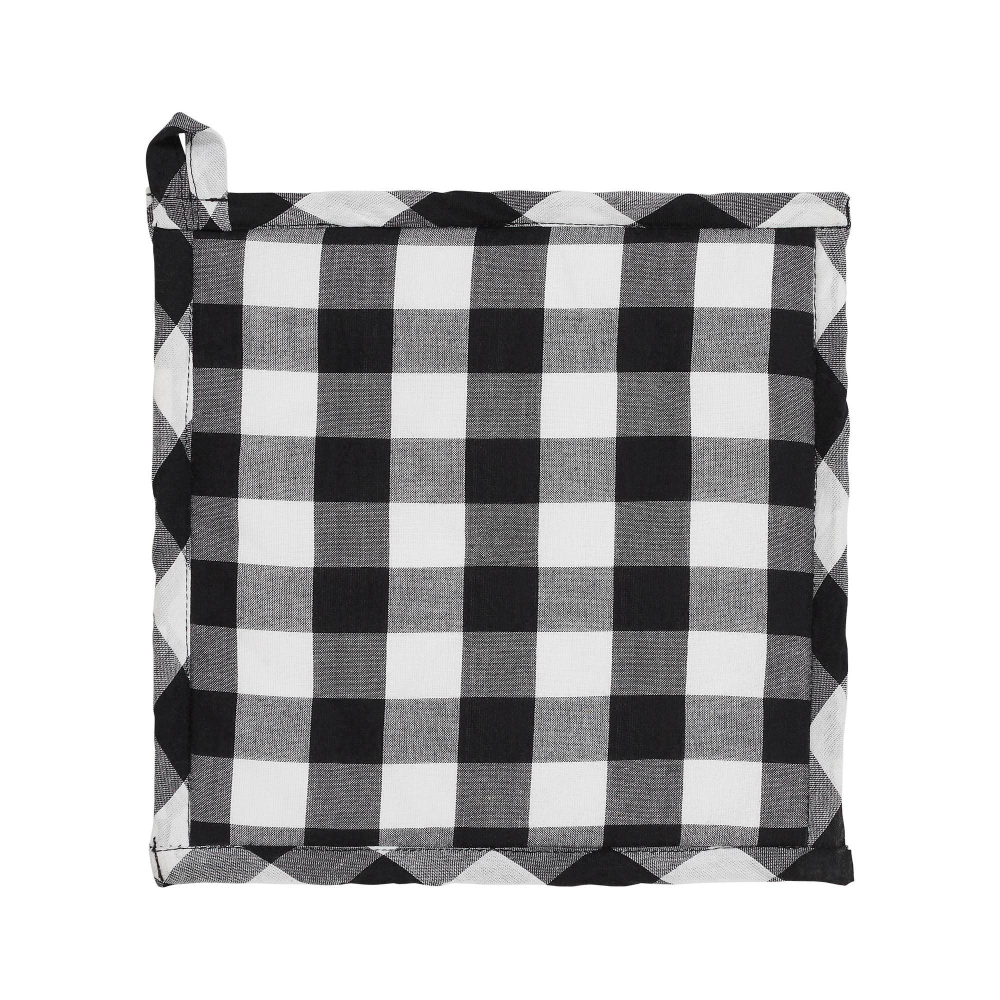Black Buffalo Check Pumpkin Quilted Cotton Trivet 8x8