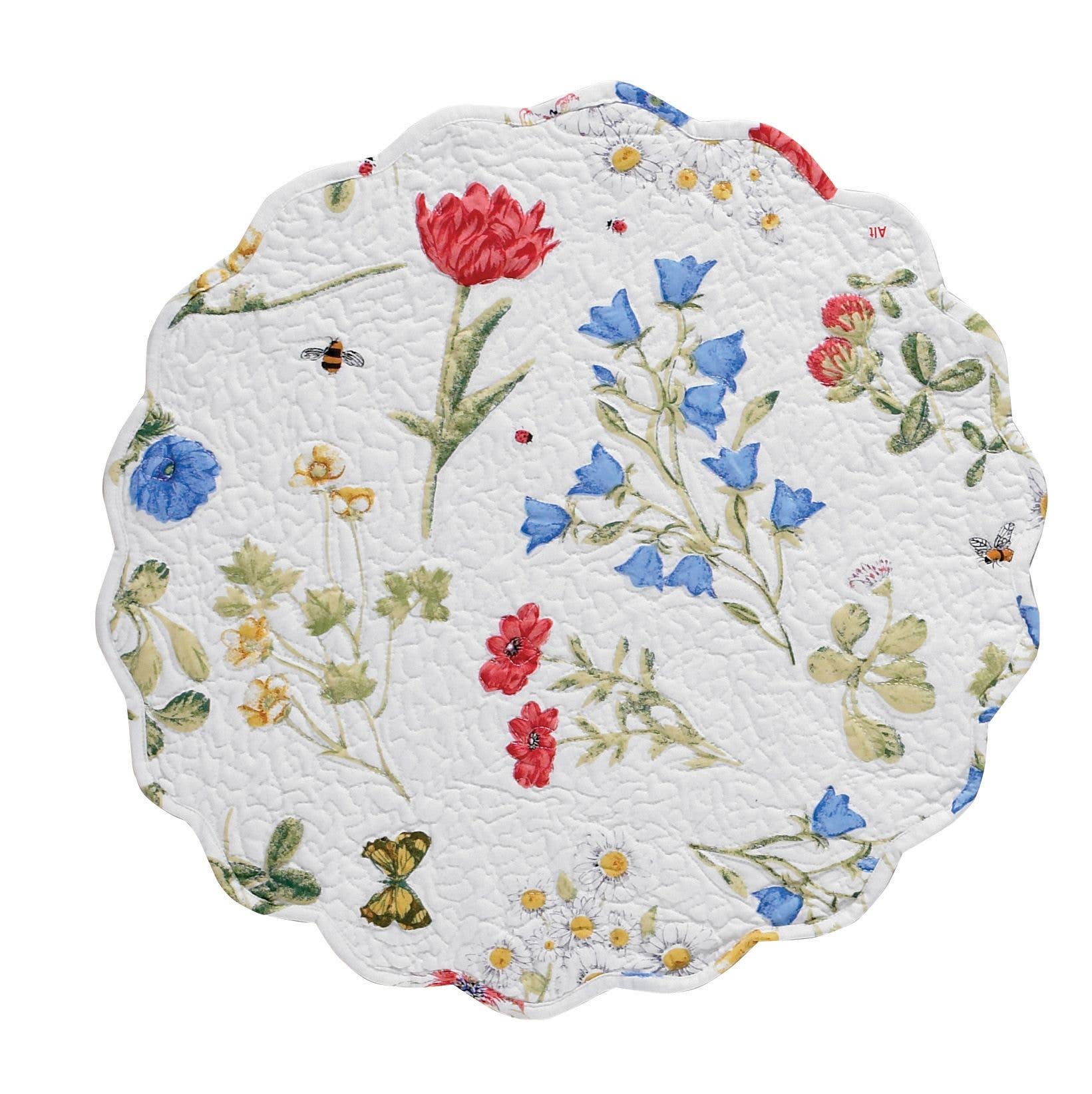 Wildflower Scalloped Round Placemat Set of 2