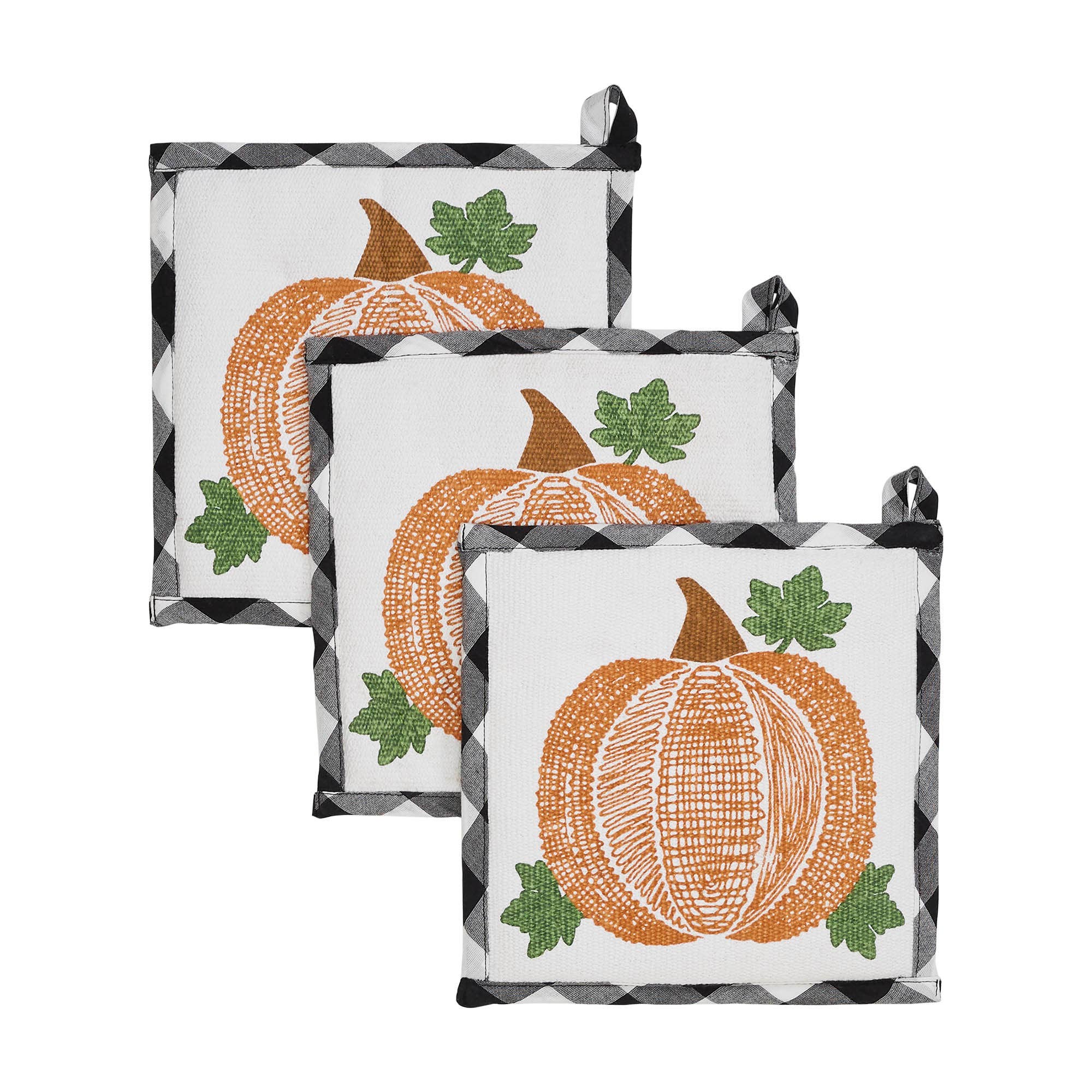 Black Buffalo Check Pumpkin Quilted Cotton Trivet 8x8