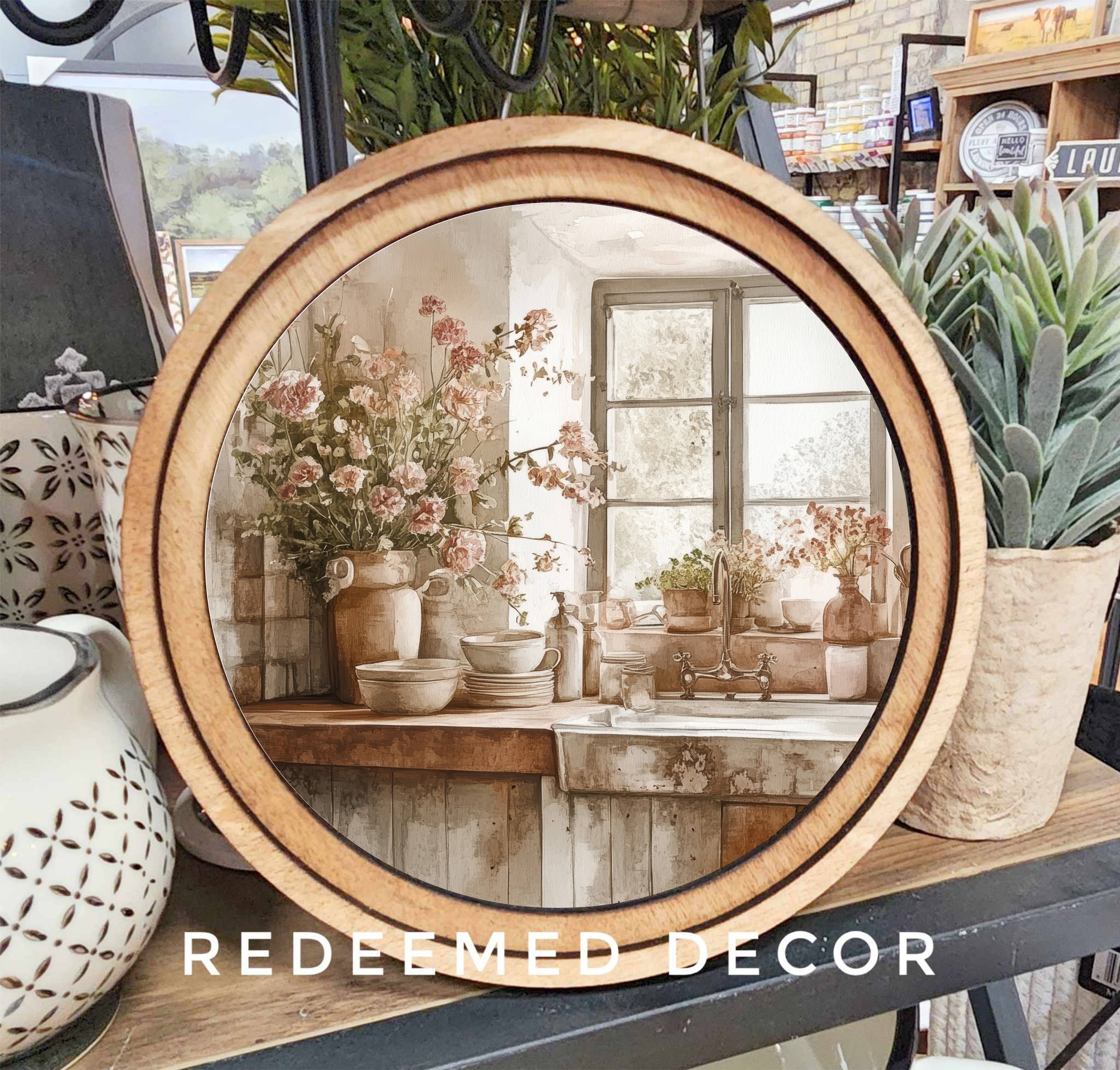 8" Round Rustic Kitchen Art