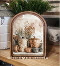 Arch Top Copper Pots Framed Art