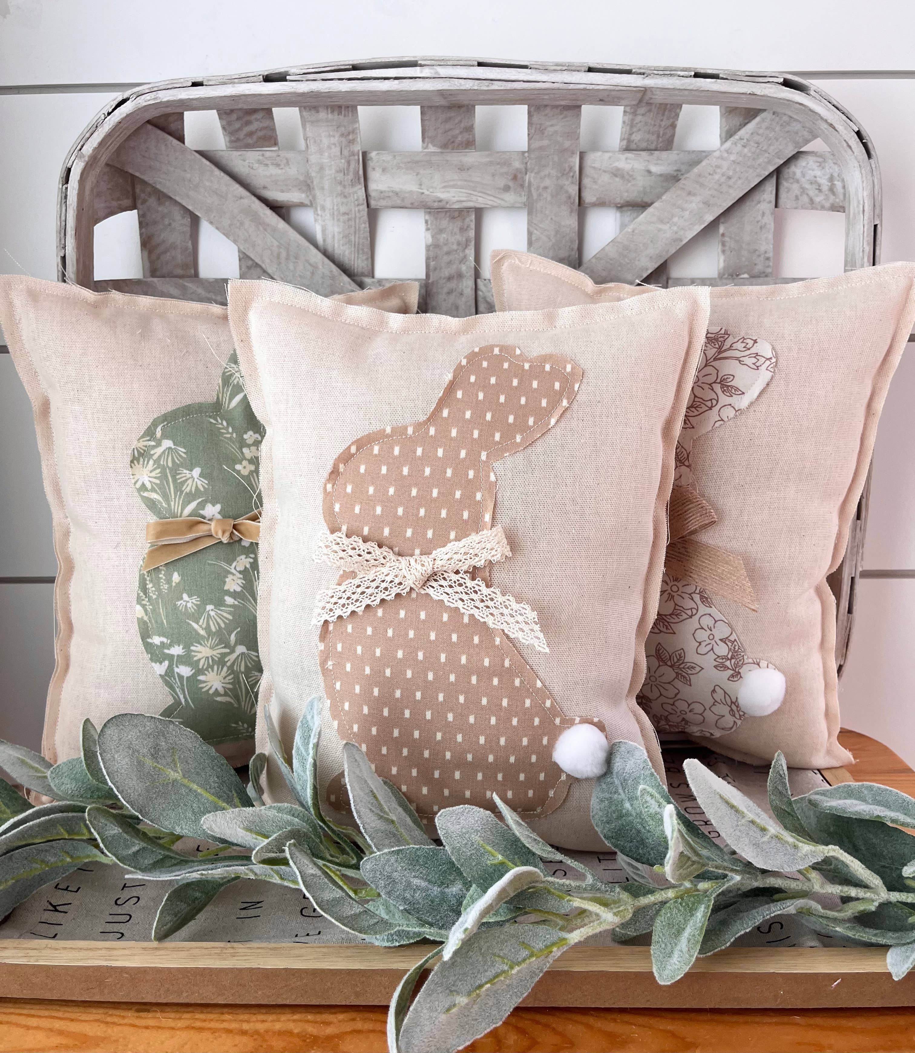 Primitive Farmhouse Easter Spring Bunny Pillow