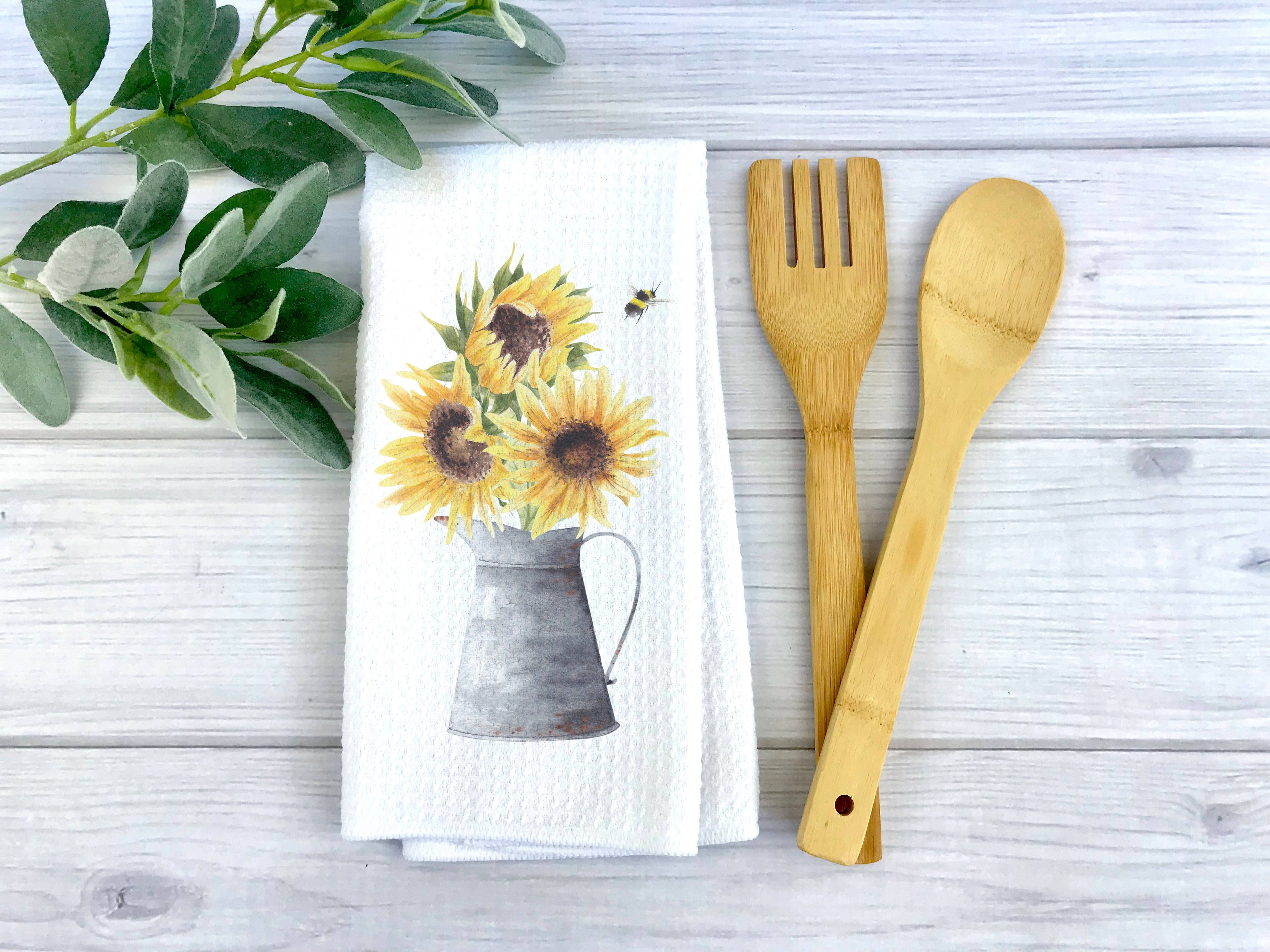 Sunflower Pail Dish Towel Decor