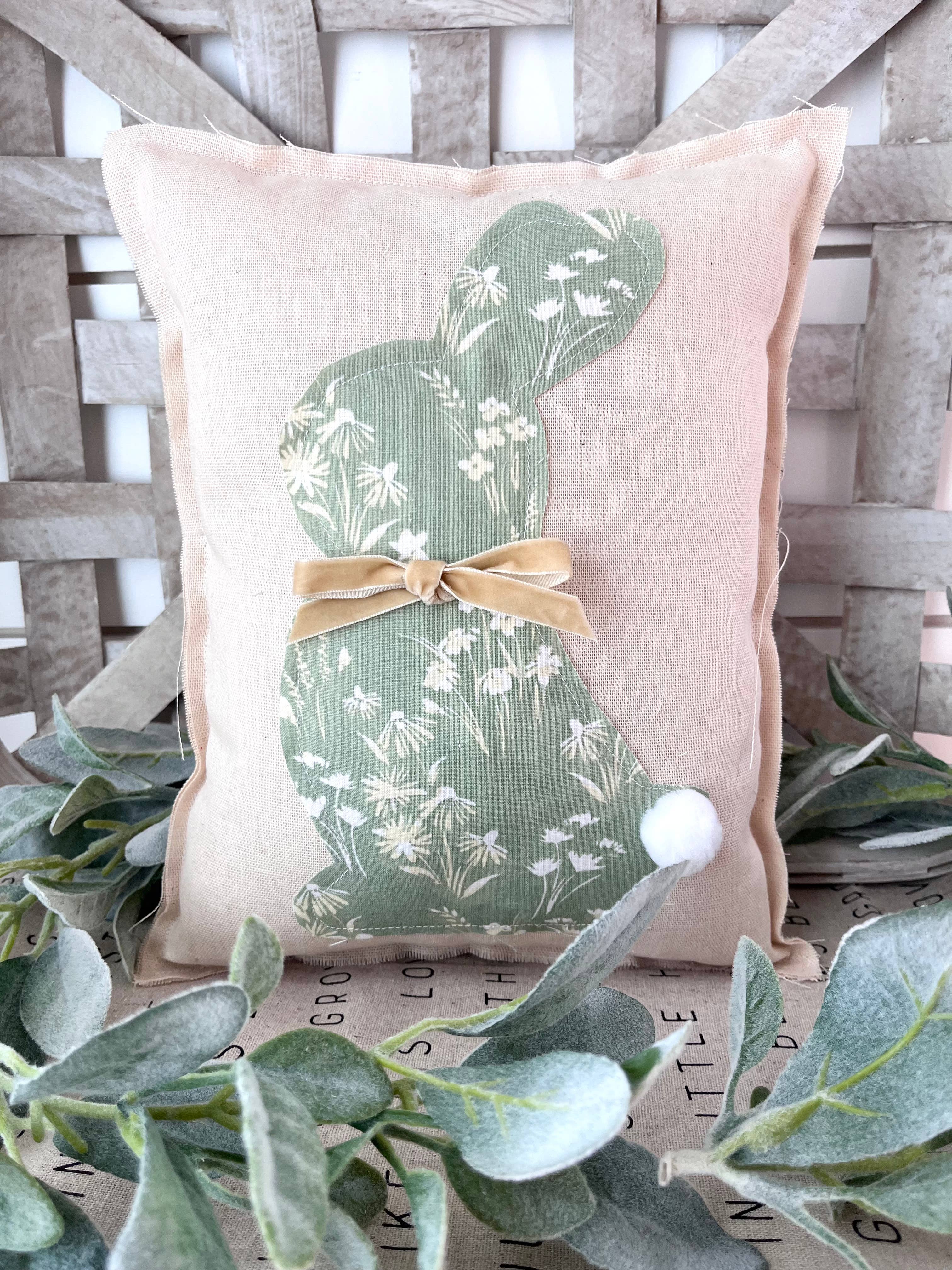 Primitive Farmhouse Easter Spring Bunny Pillow