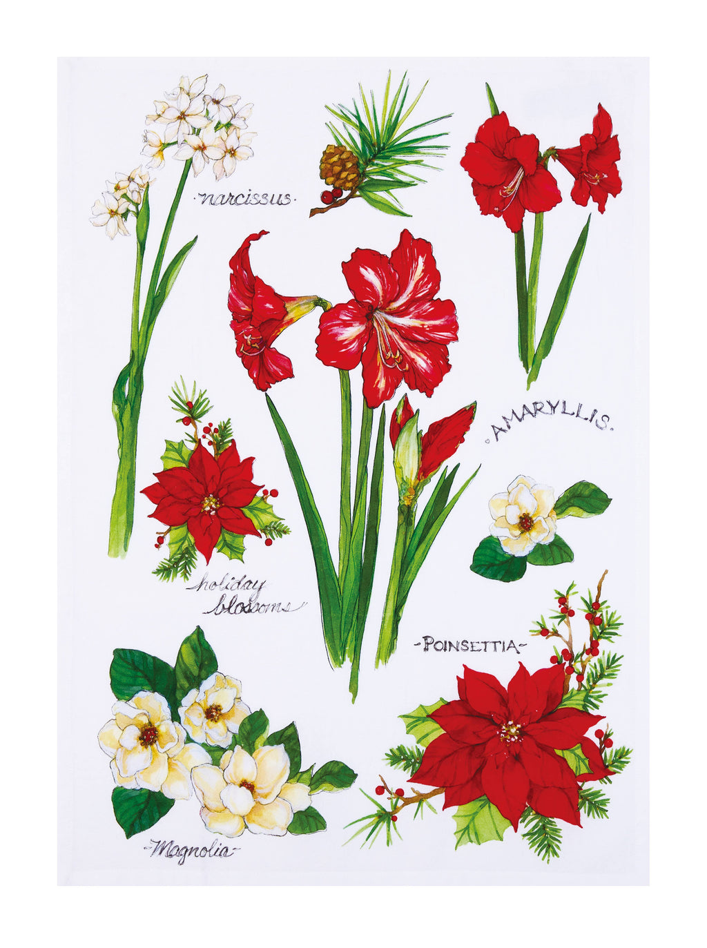 Field Guide Holiday Blossoms Kitchen Towel - Sally Eckman Roberts