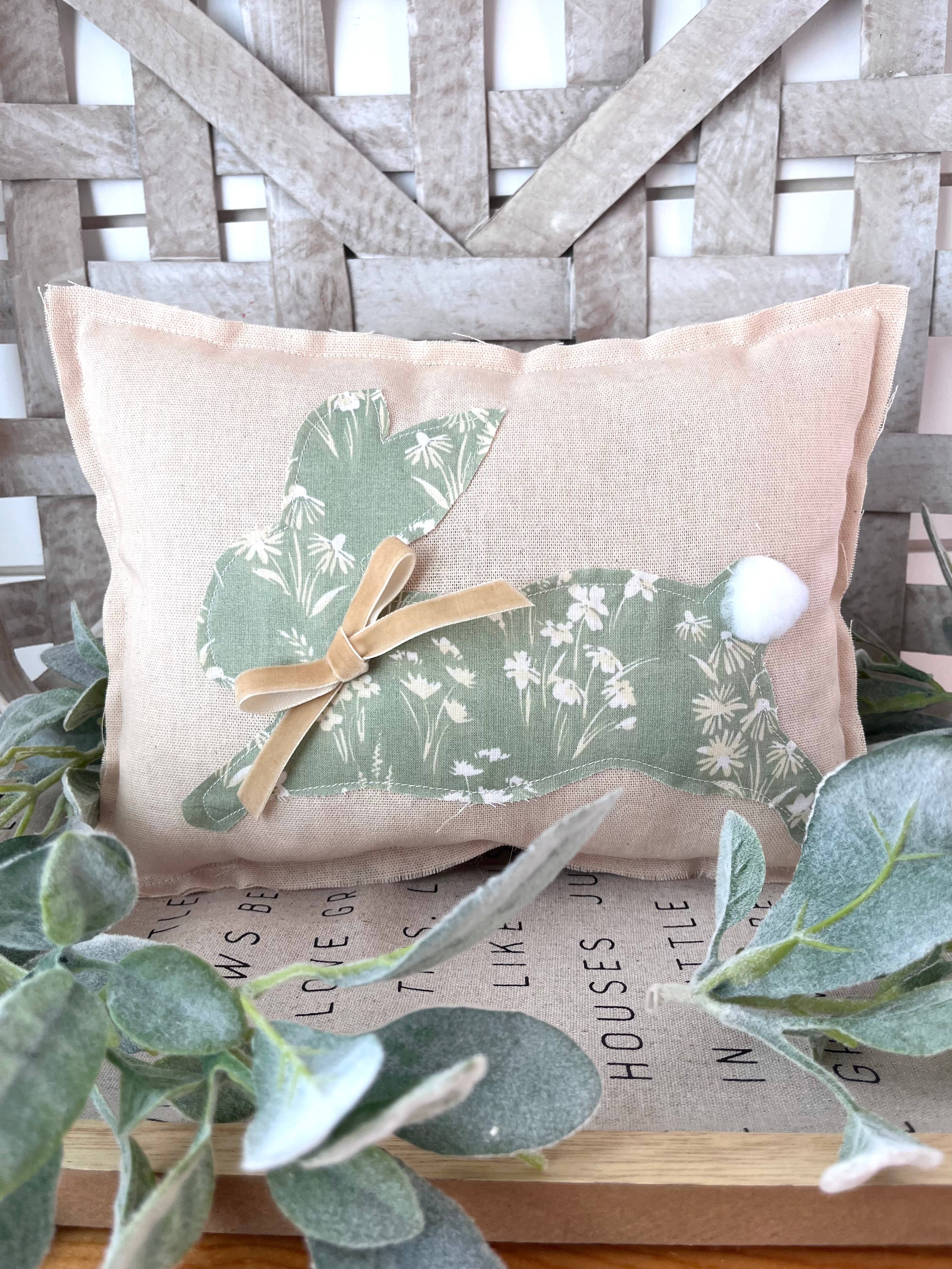 Primitive Farmhouse Easter Spring Bunny Pillow