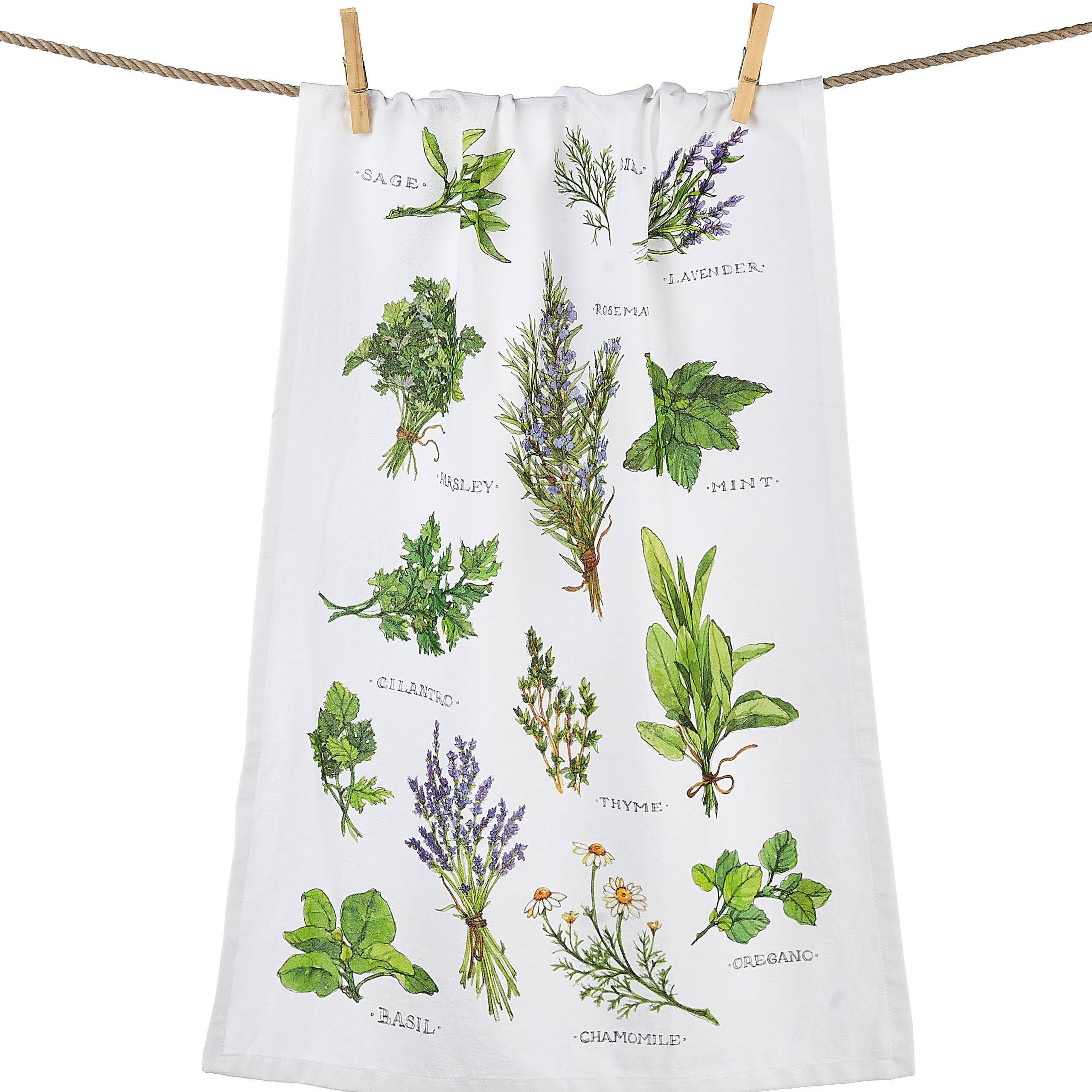 Field Guide Herbs Printed Kitchen Towel - Sally Eckman Roberts