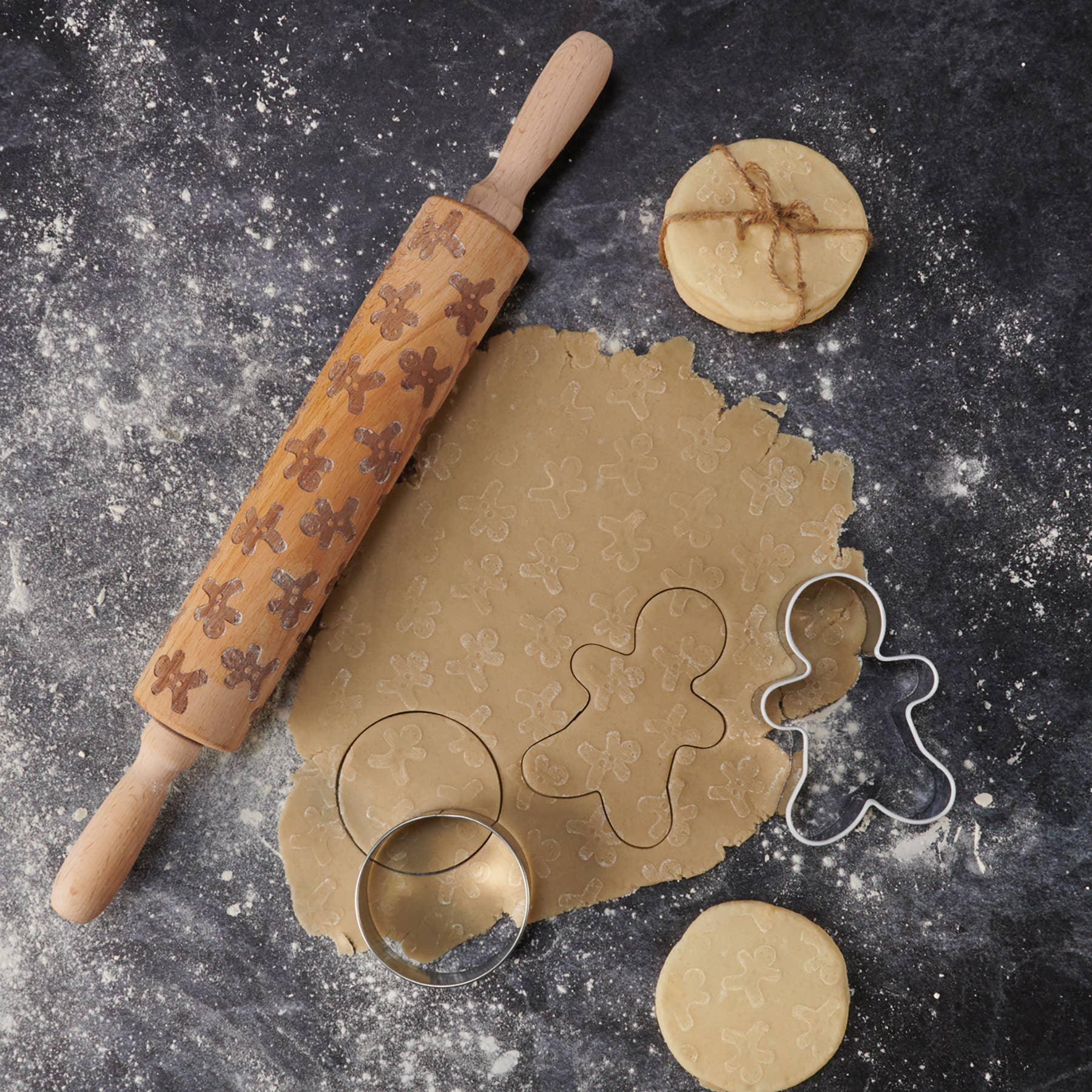 Gingerbread Men Large Wooden Rolling Pin