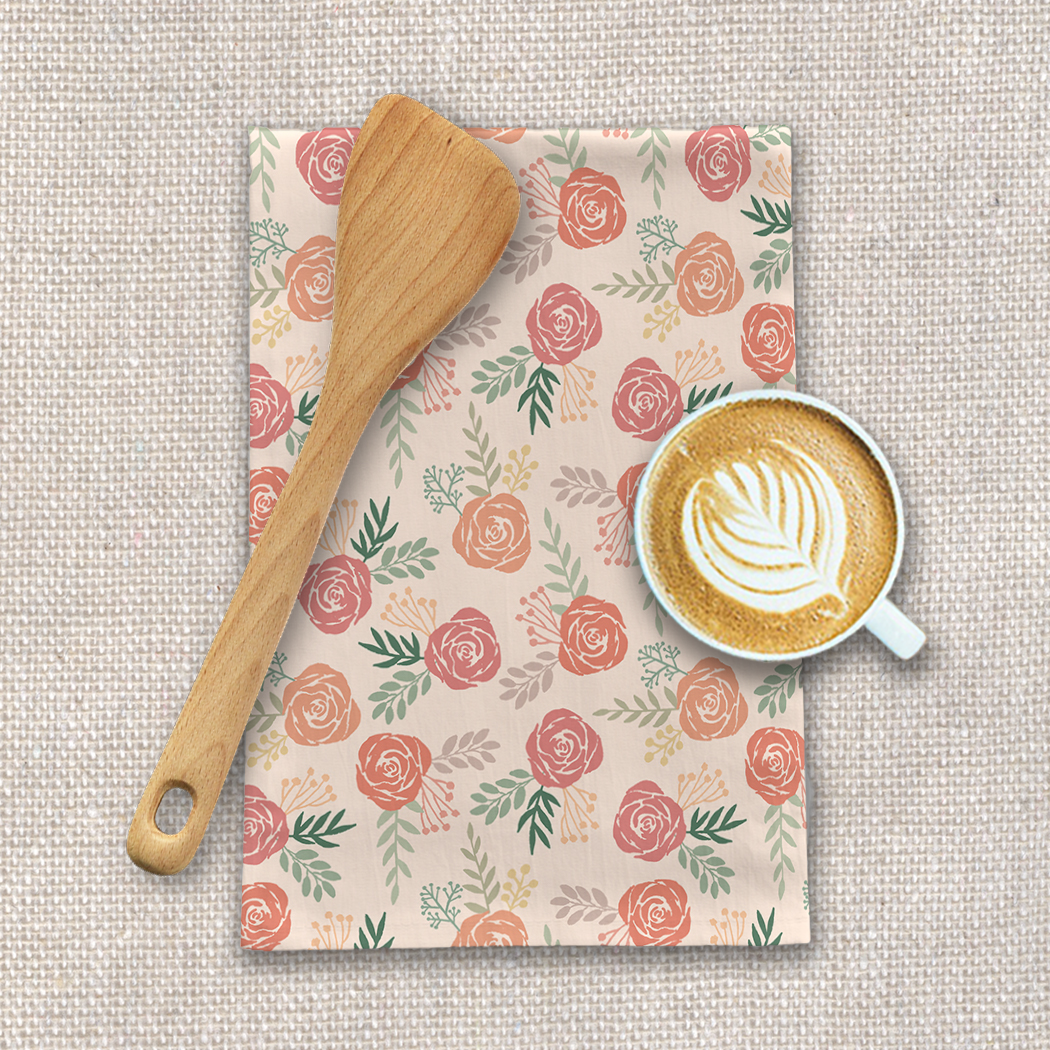 Warm Floral Tea Towel