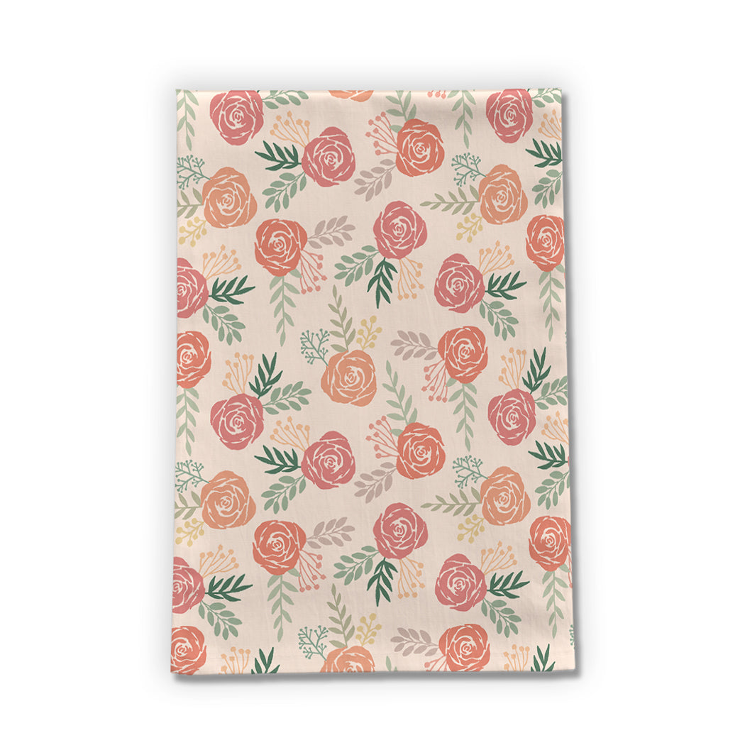 Warm Floral Tea Towel
